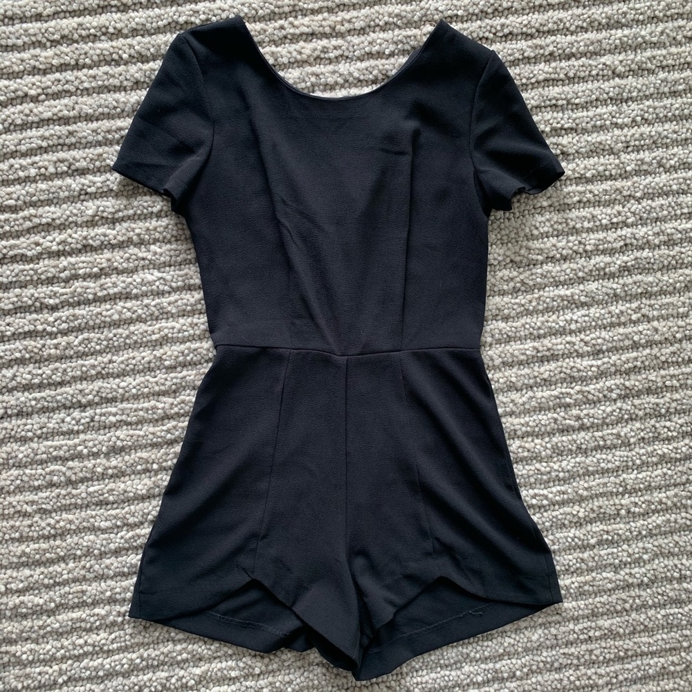Casual Black Romper
